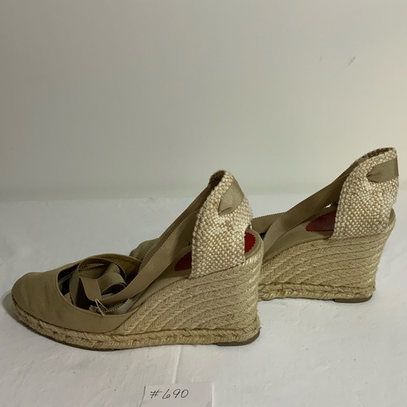 Christian Louboutin Canvas D'Orsay Espadrills
Tan, Round-Toes, Wedge Heel - Picture 12 of 15